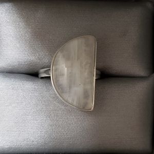 Rainbow Moonstone Crescent Ring